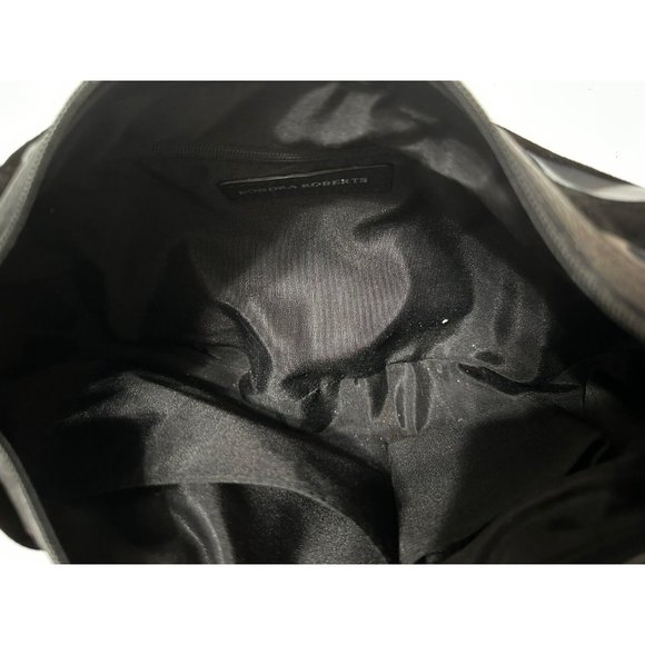 Sondra Roberts Black Wavy Faux Suede Leather Shoulder Bag Purse Designer Handbag - Picture 8 of 8